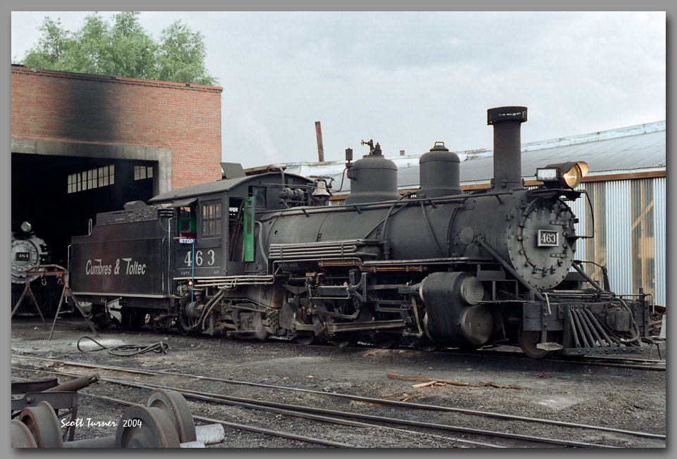 Photo: Cumbres & Toltec #463 at enginehouse, Chama, NM