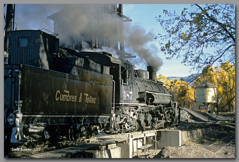 Cumbres & Toltec #487 at ashpit in Chama, NM yard